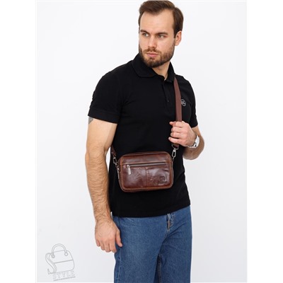 Сумка мужская кожаная 8615S brown Fuxhiniao в Новосибирске