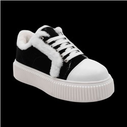 Кроссовки из натуральной кожи на меху А44-1 черные