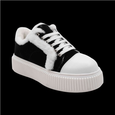 Кроссовки из натуральной кожи на меху А44-1 черные