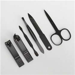 Набор маникюрный, 6 предметов, в футляре, чёрный, красный