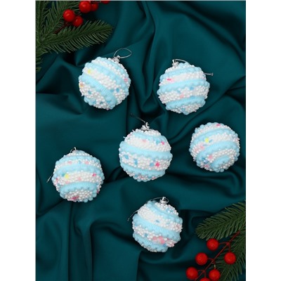 Ёлочные игрушки «Маттео», шары новогодние, d=6 см, 6 шт. голубой