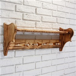 Полка - вешалка для бани и сауны, настенная, 72×23×17 см, липа, 6 крючков, «Добропаровъ»