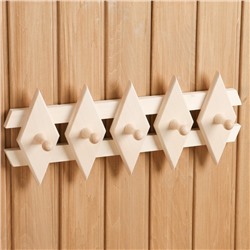 Вешалка для бани и сауны «Ромбик», липа, 45×18×9 см, 5 крючков, «Добропаровъ»