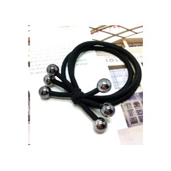 Резинка для волос с бусинками золото / YIW-46 /уп 100/черная