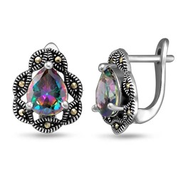 Серьги, марказит , мистик кварц, SL-AGA1629