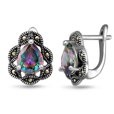 Серьги, марказит , мистик кварц, SL-AGA1629