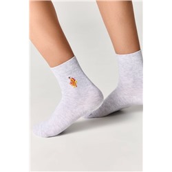 Классические Conte-kids TIP-TOP Однотонные хлопковые носки с вышивкой