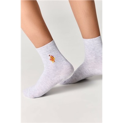 Классические Conte-kids TIP-TOP Однотонные хлопковые носки с вышивкой