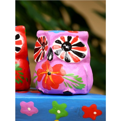 Сувенир «Пара совят», 14×7×9 см, дерево, красный, сиреневый