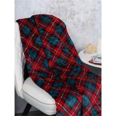 Плед флисовый 150х200 см Зеленый в клетку / GP611-6 /уп 20/100/ 714084 новогодний