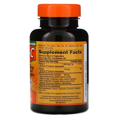 American Health, Ester-C с цитрусовыми биофлавоноидами, 500 мг, 120 капсул