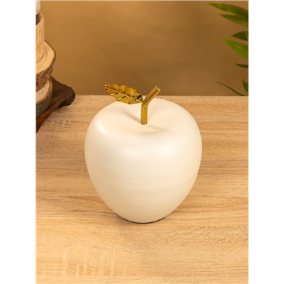 Сувенир «Яблоко с золотым листом», 14.5×14.5×18 см, матовый белый