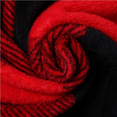 Плед «Этель. Клетка чёрно-красный», 150×200 см, корал-флис 220 г/м²