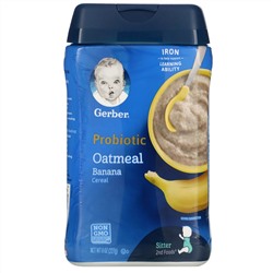 Gerber, Пробиотические овсяные хлопья, банан, 227 г (8 унций)