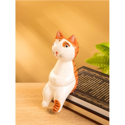 Сувенир «Кот сидячий», 6×6×15 см, дерево, оранжевый