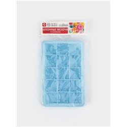 Форма для льда Доляна «Кубик», силикон, 11.7×18.7×3.4 см, 15 ячеек (3.4×3.4 см), голубая