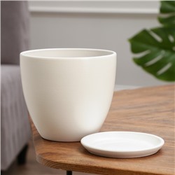 Горшок для цветов «Колор гейм», керамический, с поддоном, 1.4 л, белый