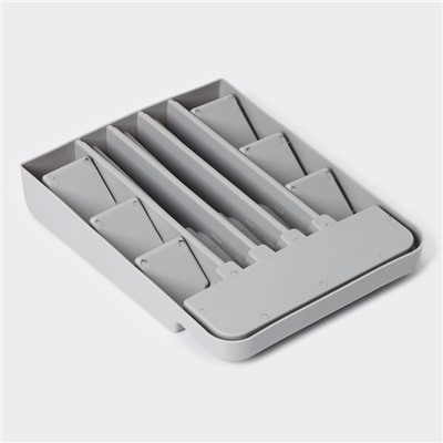 Лоток для столовых приборов с подставкой для ножей Доляна, 11 секций, 30×23.5×5 см, пластик, серый