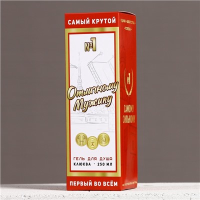 Гель для душа водка «Отличному мужику», 250 мл, аромат клюквы, Чистое счастье