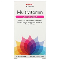 GNC, Ultra Mega, мультивитамины для женщин, 180 капсул