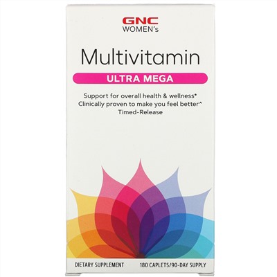 GNC, Ultra Mega, мультивитамины для женщин, 180 капсул