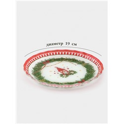 Блюдо новогоднее сервировочное Доляна «Сказочное настроение», d=19, h=2.1 см, стекло, разноцветное