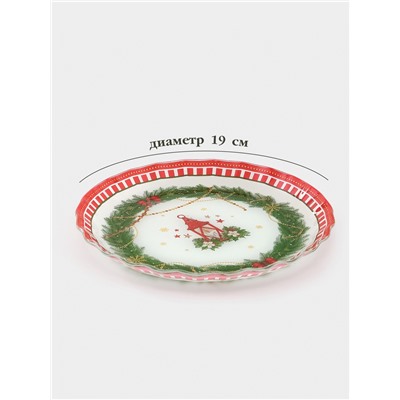 Блюдо новогоднее сервировочное Доляна «Сказочное настроение», d=19, h=2.1 см, стекло, разноцветное