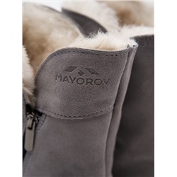 Полусапоги женские серые замшевые с замком на войлочной подошве