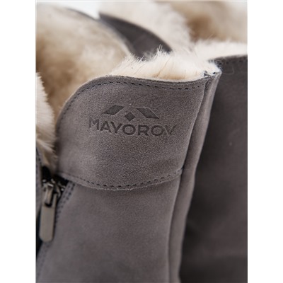 Полусапоги женские серые замшевые с замком на войлочной подошве