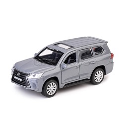 Машина металл Lexus LX-570 длина 12 см, двери, багаж, инерц, серый, коробке