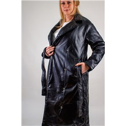 Стеганое теплое пальто из экокожи, арт.355