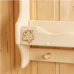 Полка - вешалка для бани и сауны «Волна», липа, 53×37×9 см, 3 крючка