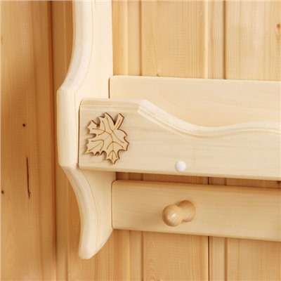 Полка - вешалка для бани и сауны «Волна», липа, 53×37×9 см, 3 крючка