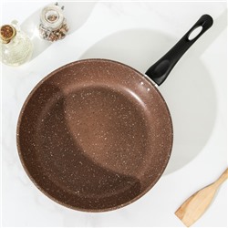Сковорода Rock, d=29 см, пластиковая ручка, антипригарное покрытие, коричневая