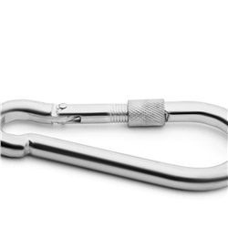 Карабин монтажный с фиксатором ТУНДРА krep, DIN5299D, 12×140 мм, оцинкованный, 1 шт.