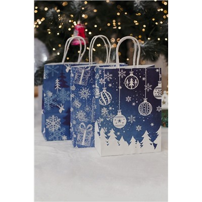 Набор крафт-пакетов подарочных новогодних 3 шт НАТАЛИ, 1218139