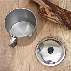 Кружка «Вестерн», 680 мл, d=11 см, с крышкой, нержавеющая сталь, хромированная