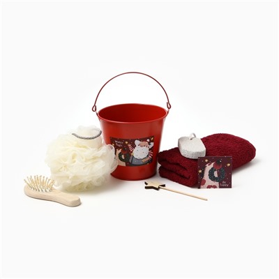 Набор подарочный «Этель» Winter magic, 5 предмета, полотенце 30×60 см, мочалка, расчёска