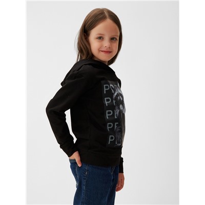 Толстовка детская MINAKU: Exclusive print, чёрная, рост 128 см