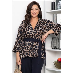 Костюм брючный Осенний шик (синий/лео) К14282-7М