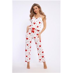 Пижама женская с брюками и топом 5734 (Бел/красн)