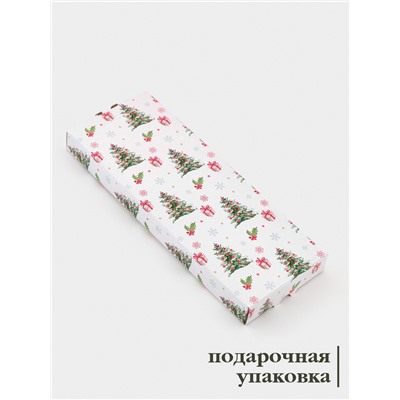 Подставка под ложку новогодняя Доляна «Еловые ветки» 26.5×9.5×2.5 см, стекло, белая, зелёная