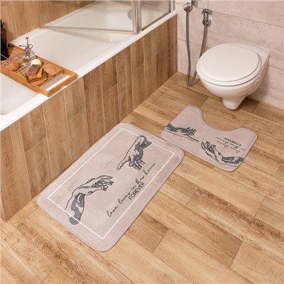 Набор ковриков для ванной «Этель» Forever, 2 шт., 50×40 см, 80×50 см, велюр