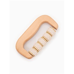 Массажёр «Коромысло», 14.5×8×3 см, деревянный, 5 колёс с шипами, бежевый