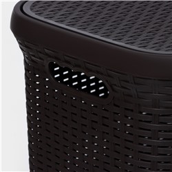 Корзина бельевая «Ротанг», 60 л, 34.6×44.5×56 см, с крышкой, коричневая