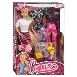 Кукла София 29 см, (руки и ноги сгиб, 2 комплекта одежды, акс,) в коробке