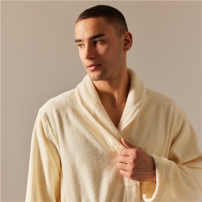 Халат махровый мужской SL HOME: Basic «Айвори», размер M, хлопок 100%, молочный