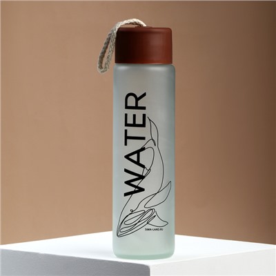 Бутылка для воды WATER, стекло, 350 мл, МИКС