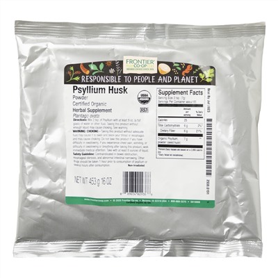 Frontier Natural Products, органический порошок из шелухи семян подорожника, 453 г (16 унций)