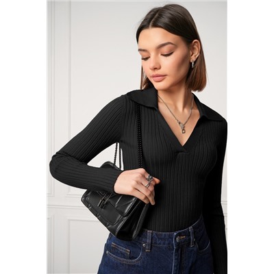 Женский джемпер лапша с воротником поло Happyfox